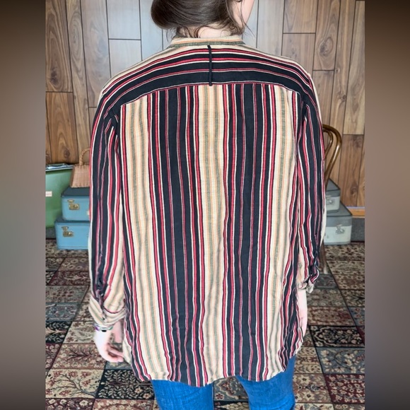 Lauren by Ralph Lauren Silk Linen Blend Button Down Women's Multicolor Stripe - Picture 4 of 9